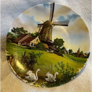 Vintage Royal Schwabap Hand Decorated 11 1/2" Windmill Charger Plate Holland